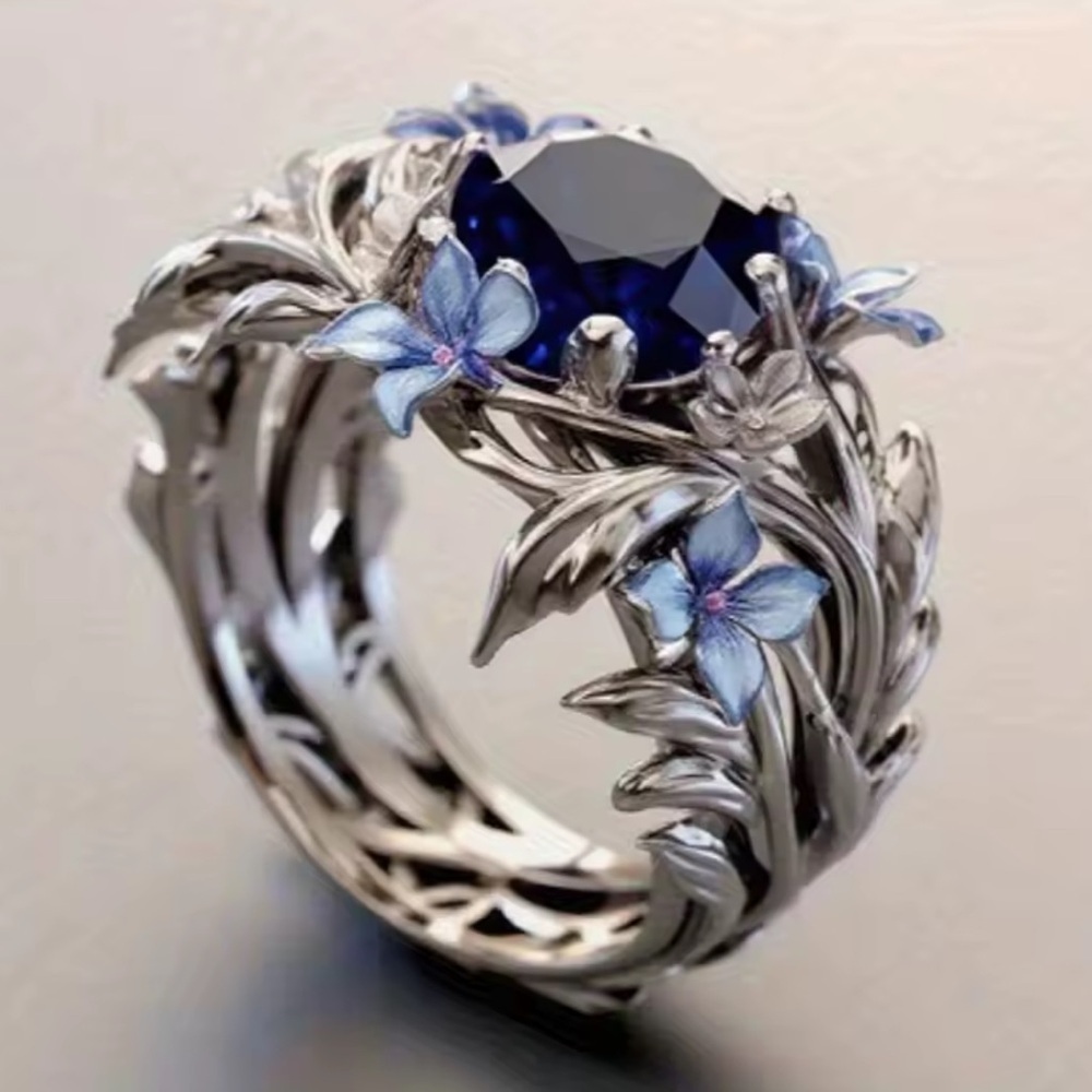 Vintage Iris Floral Bloom Antique Ring
